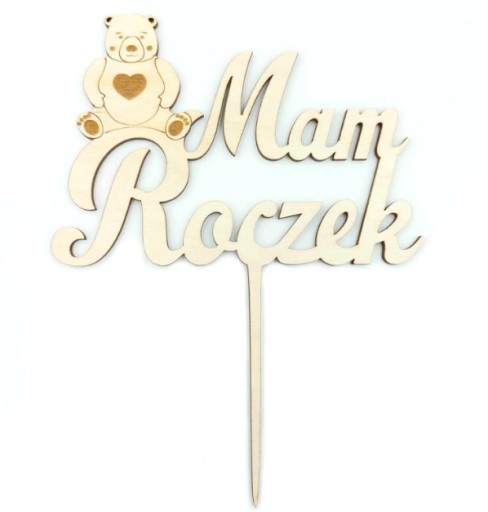 Mám ročného s medvedíkom, prvé narodeniny topper, 14 cm