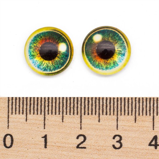 Sklenené kabošony, očko, okrúhle, pre domácich majstrov, morská zelená, 14x4mm, 10ks