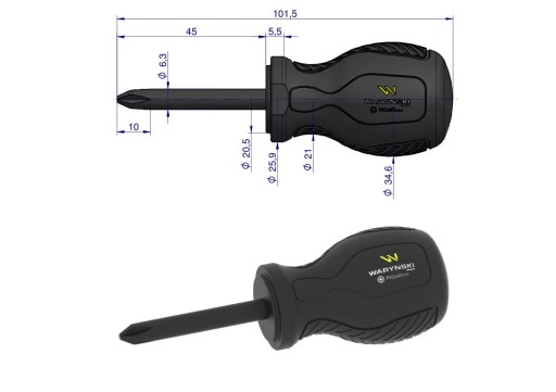 PH2 skrutkovač 45 mm oceľový SVCM Waryński
