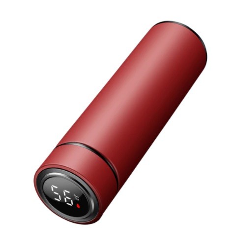 Termoska termohrnček na fľašu smart LED 500ml bordová