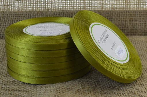 Ozdobná saténová stuha na ozdobu, 6mm khaki