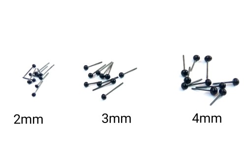 Sklenené oči, čierne, 4mm, 10 ks