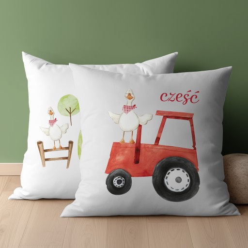 Bavlnená obliečka na vankúš 40x40 cm Detexpol traktor farmárske zvieratá bavlna