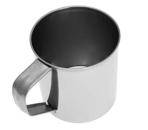 Oceľový hrnček s uškom 1,5L, nerezový turistický hrnček 14cm