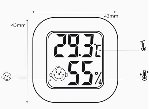ELEKTRONICKÝ PRIESTOROVÝ TEPLOMER DIGITÁLNY vlhkomer METEOSTANICA + BATÉRIA