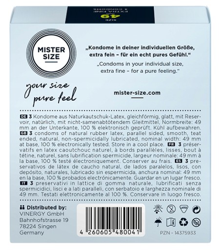 MISTER SIZE kondómy prispôsobené na veľkosť sada 3x3 ks 49 53 57 mm