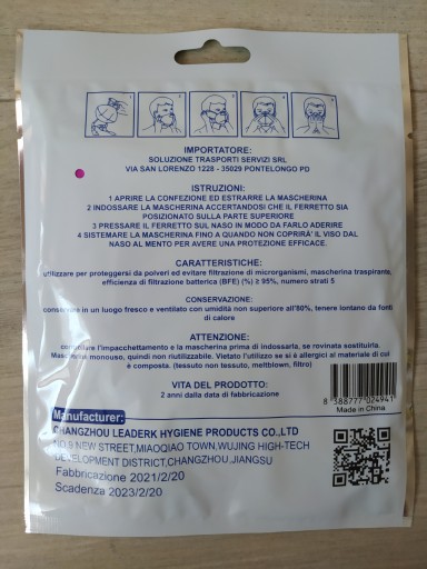 LCLEADER FFP2 CE ochranná maska fuchsiová 1 ks