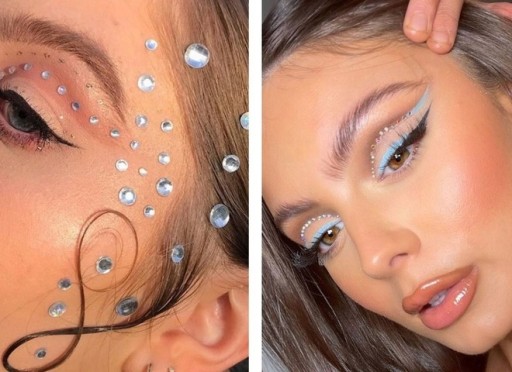 KRYŠTÁLOVÉ NÁLEPKY TVÁR kryštály DIAMANTY 3D EYES MAKEUP farby na vlasy