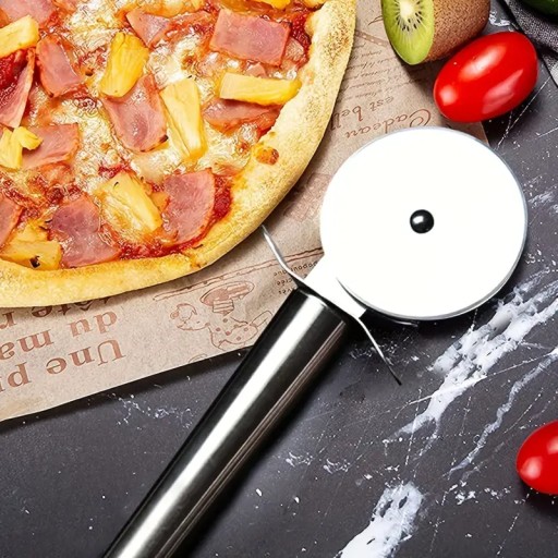 NÔŽ PIZZA KRÁJAČ KRUHÁ KOĽAJNIČKA NA REZANIE PIZZOVÉHO KOLESA OSTREJ OCELE