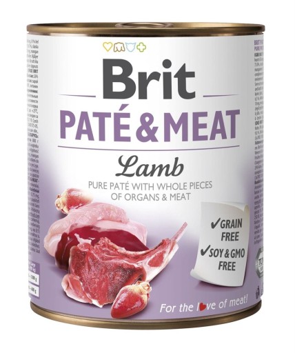 BRIT PATÉ&MEAT krmivo s jahňacinou pre psov 800g