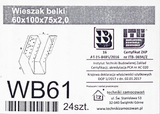 BEAM HANGER 60 x 100 konzolový konektor WB61