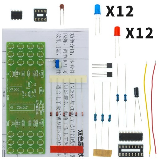 Policajný stroboskop s 24 LED svetelným efektom pre lekcie DIY spájkovania