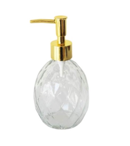 Sklenený dávkovač mydla so zlatým dávkovačom, 350 ml glamour
