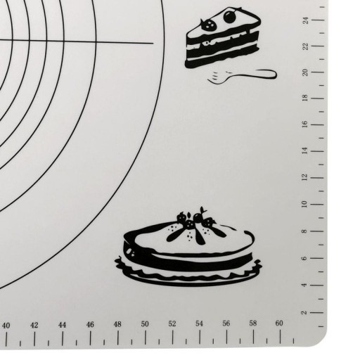 SILIKÓNOVÁ PODLOŽKA VEĽKÁ KUCHYŇSKÁ KUCHYŇA 65x45CM S MERANÍM A KRUHMI PORÉZNY