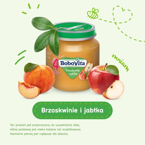 BOBOVITA Broskyne a jablká po 4 mesiacoch 3x125g - krátka rande