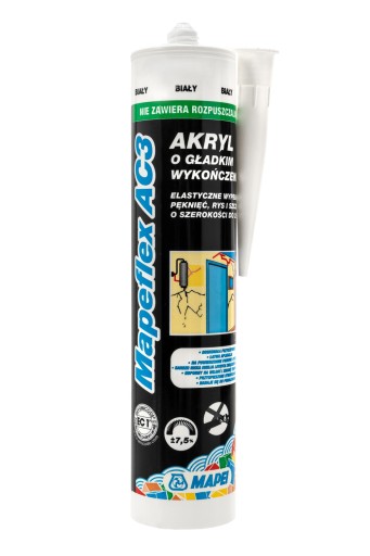 MAPEI MAPEFLEX AC3 akrylátový tmel biely 310ml s hladkým povrchom