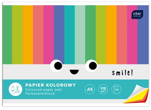 INTERDRUK Zošit z farebných papierov, A5, 10 listov