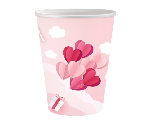 Valentínske papierové poháre lásky 250 ml 6 ks.