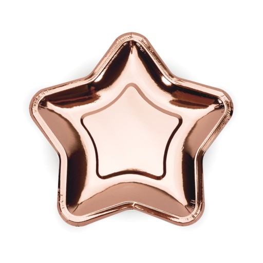 Papierové taniere STARS rose gold rose gold 18 cm 6 ks k narodeninám
