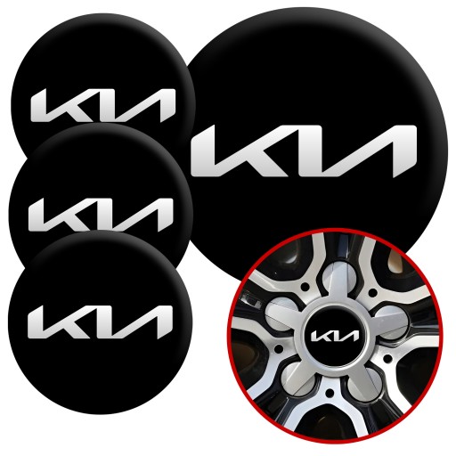 4 Emblémy Stredy ráfikov Kryty kolies Kolesá KIA TOP SET 53 mm