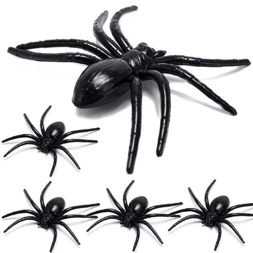 SADA HALLOWEENSKÝCH DEKORÁCIÍ GUMOVÝ PAVÚK 4 ks