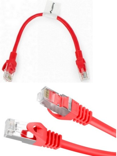 ETHERNET internetový sieťový kábel cat 6 FTP RJ45 0,25m Krútený pár Červený