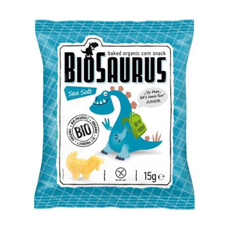 BIOSAURUS BIO KUKURIČNÉ DRVKY S MORSKOU SOĽOU DINOSAURY BEZLEPKOVÉ 15g