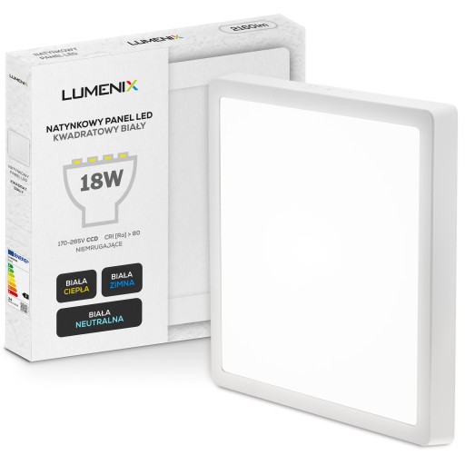 POVRCHOVÝ ŠTVORCOVÝ LED stropný panel PANEL 18W 1620lm Nebliká CCD SLIM