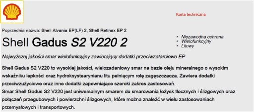 Shell Gadus S2 V220 2 NAJLEPŠÍ EP 2 Mazivo pre STROJE