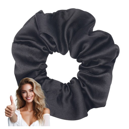 SATIN scrunchies gumička do vlasov, čierna, BEZPEČNÁ, matná froté, POHODLNÁ