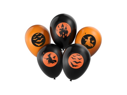 Balóny s halloweenskou potlačou - 28 cm, 5 ks.