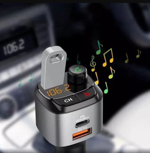BLUETOOTH AUTO VYSIELAČ FM MP3 RÝCHLA NABÍJAČKA 3 x USB QC 3.0