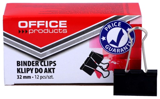 Spony na dokumenty 32 mm čierne klipy 12 ks x 6 bal