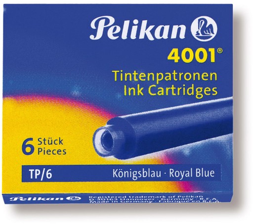 Náplne do plniacich pier Krátke náplne MODRÁ 6 KS Pelikan