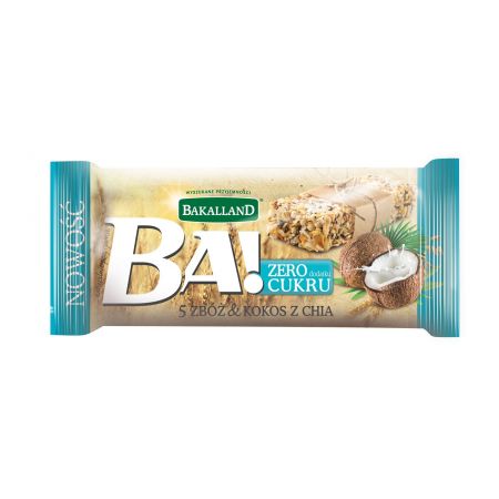 BAKALLAND BA! Cereálna tyčinka Coconut & Chia bez cukru