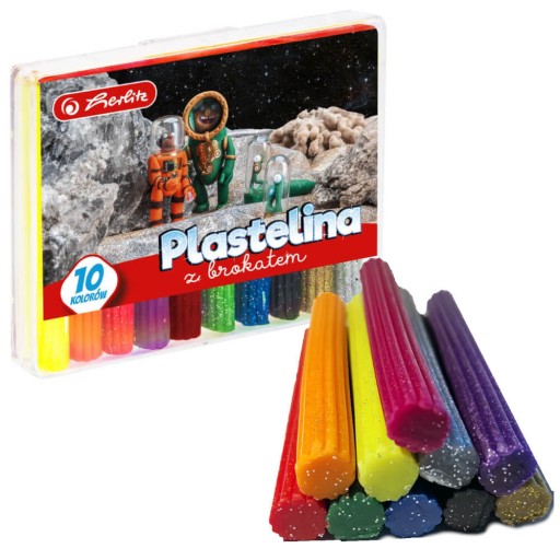 Plastelína školská trblietka 9,5cm 10 120g HERLITZ