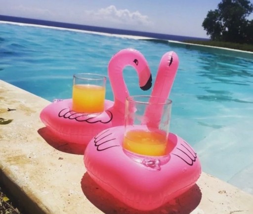 Nafukovací držiak na nápoje hrnček Coaster Flamingo for Water Drinks Pink