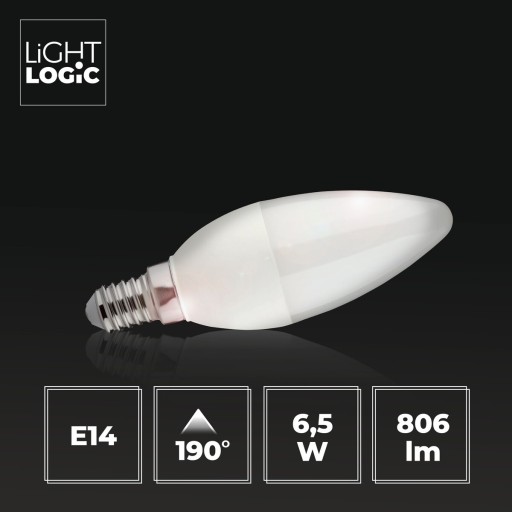 LED žiarovka na sviečku LL C35 6,5W E14 NW biela 806lm LIGHTLOGIC