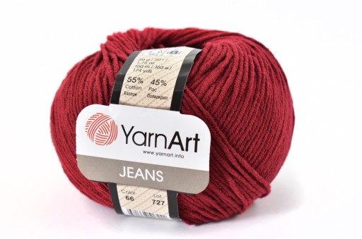 YARNART JEANS 66 bordová priadza