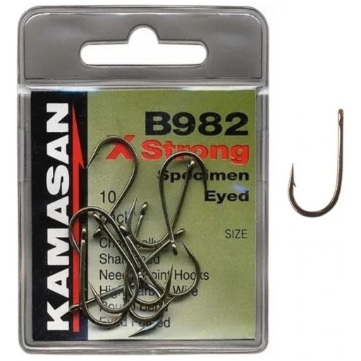 Kamasan B982 X-Strong Eyed Barbed Barbed Háčiky č.14