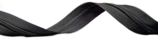 Páska na špirálový zips 5 mm, ČIERNA + 20 zipsov, 10 metrov