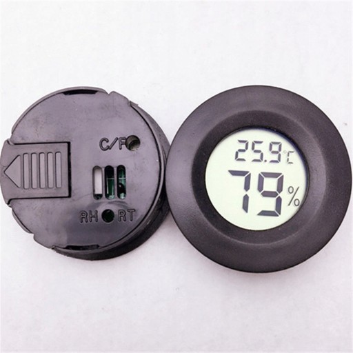 Okrúhly LCD CO2 Teplomer Hygrometer Terárium Akvárium Meteostanica