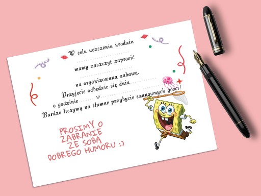 POZVÁNKA NA NARODENINY DIEŤAŤA SPONGEBOB + OBÁLKA ZDARMA
