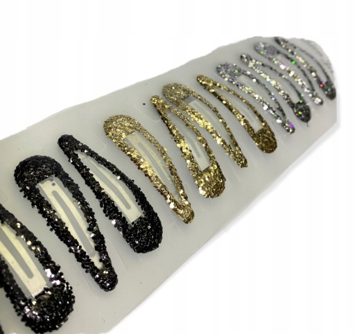 SPOJKY DO VLASOV PYKI GLITTER ZLATÁ STRIEBORNÁ ČIERNA 12 KS