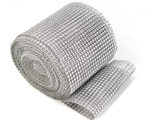 Stuha 9 m x 12 cm, šedá so strieborným zirkónom