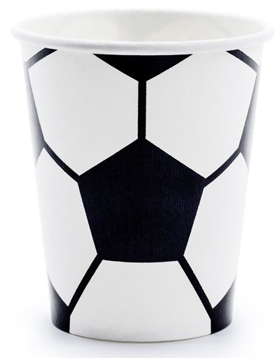 Papierové poháre Ventilátor FUTBAL Futbalová narodeninová párty 260ml 6 ks.