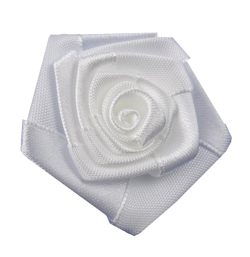 BIELE ruže 4,5 cm, veľké, saténové, 1 ks 0601