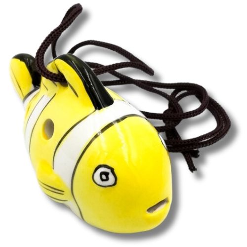 mini OCARINA keramická NEMO RYBA žltá 6 otvorov rukoväte okaríny