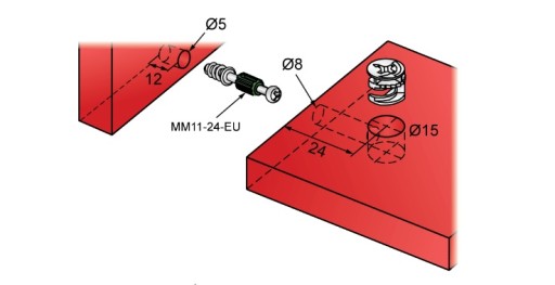 Excentrický hák L=34mm s EURO závitom, 50 kusov