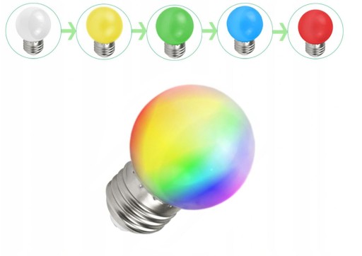 DEKORATÍVNA žiarovka E27 1W domáca záhrada RGB-farebná